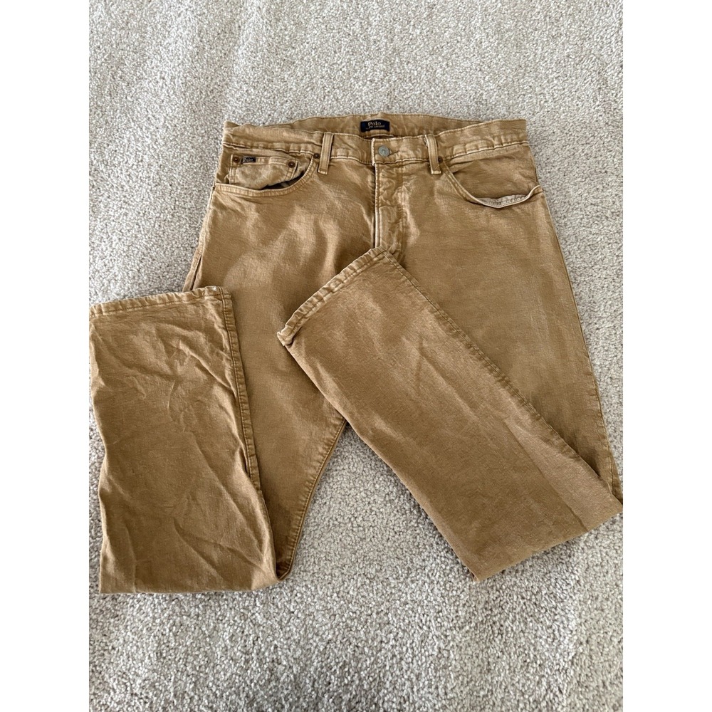 Polo Ralph Lauren Varick Slim Straight Jeans Men's 34/30 Beige Wash Denim Preppy